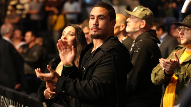 Australian UFC fighter Rob Whittaker reacts to the win by George St. Pierre of the middleweight title belt at UFC 217. GSP looks unlikely to fight Whittaker at UFC 221. Picture: Richard Dobson