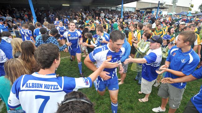 Don Dickson runs out onto Frank McGuren field for NRRRL first grade grand final.