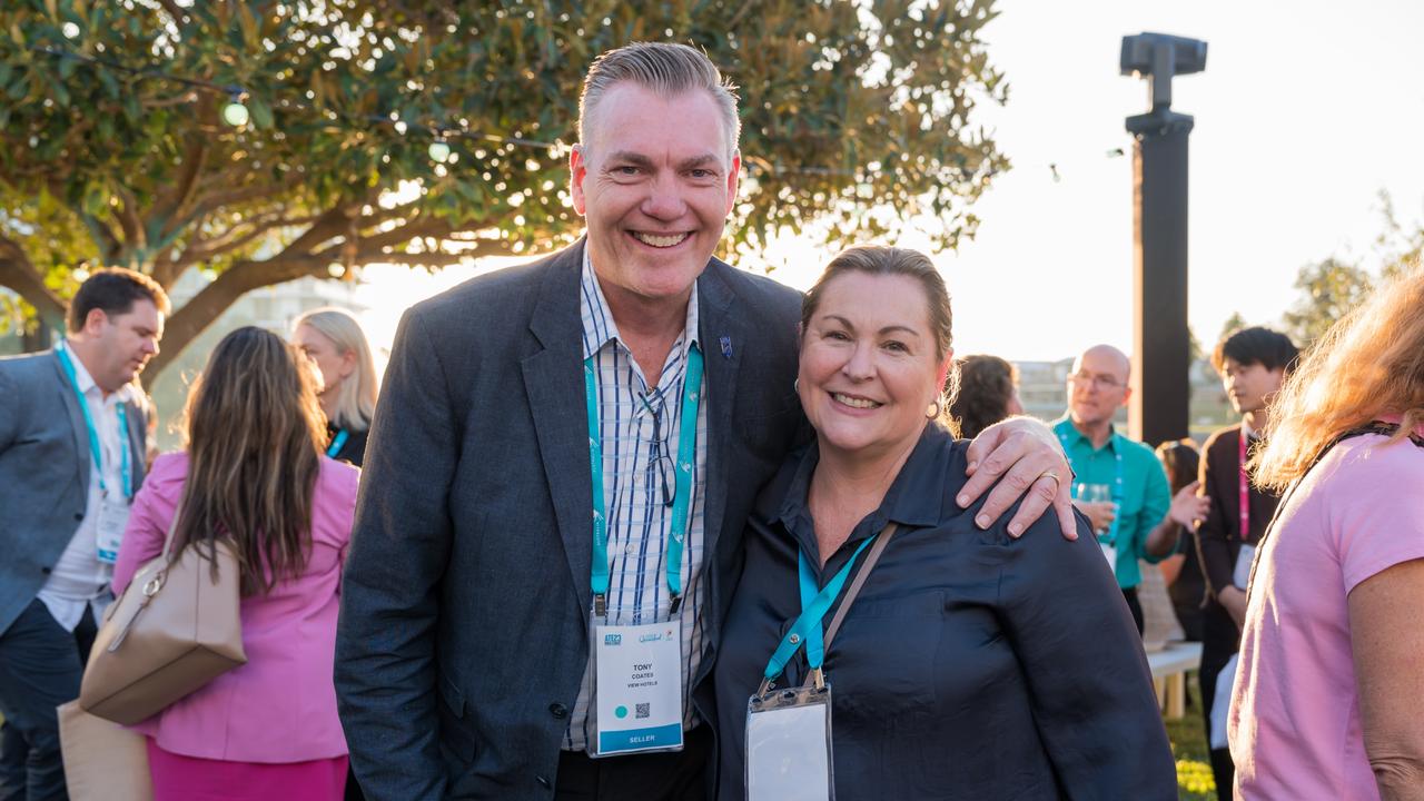 Tony Coates and Anna Case for The Pulse at the Australian Tourism Exchange at the Gold Coast Convention and Exhibition Centre, May 4 2023. Picture: Steven Grevis