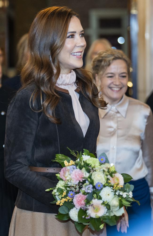 Queen Mary of Denmark arrives to Copenhagen City Hall as she attends the Children's Aid Day award ceremony on November 5, 2024 in Copenhagen, Denmark. Picture: Martin Sylvest Andersen/Getty Images