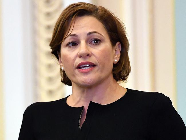 Queensland Deputy Premier Jackie Trad speaks during Question Time at Parliament House in Brisbane, Tuesday, February 26, 2019. (AAP Image/Dan Peled) NO ARCHIVING