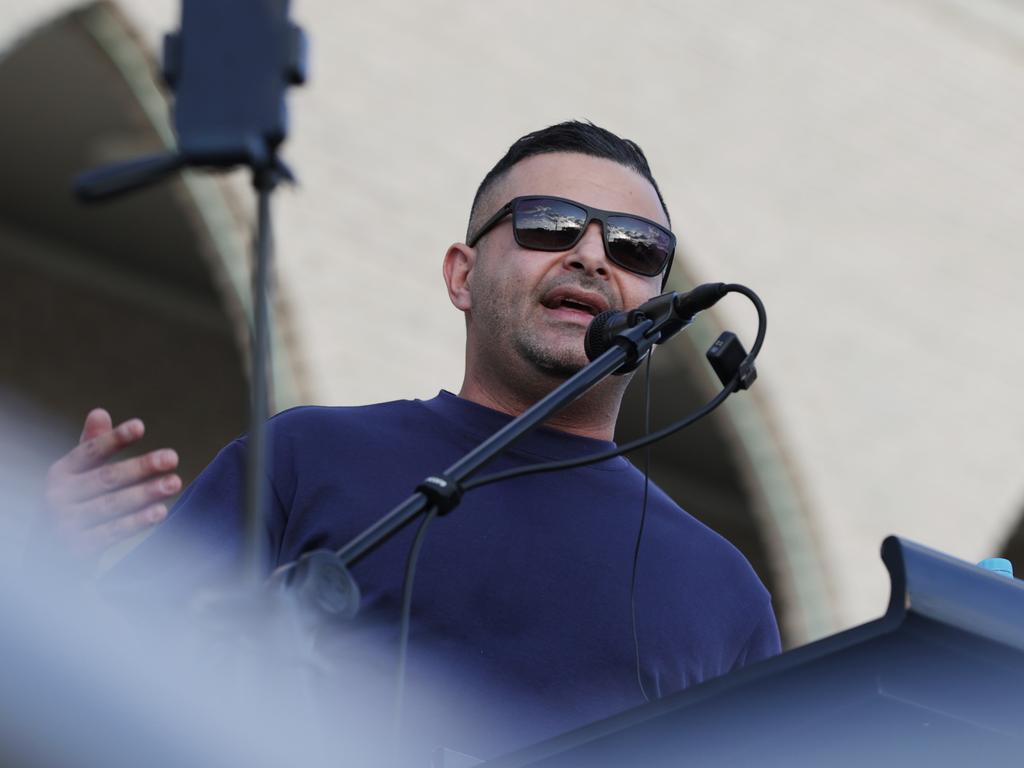 Khaled Beydoun speaking at Lakemba Mosque. Picture: Jane Dempster/The Australian