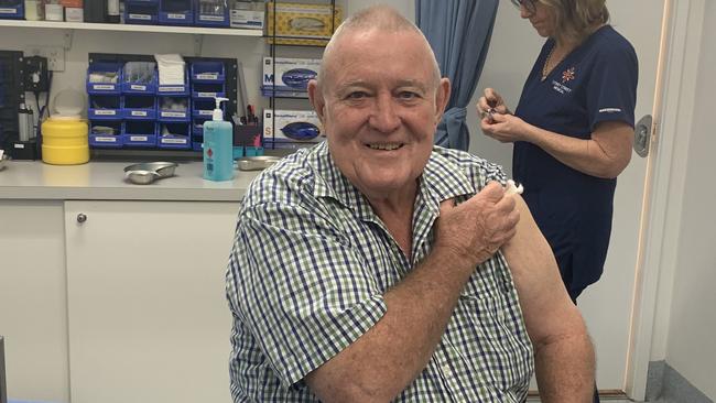 Mackay resident Darron Elletson received his flu jab on Thursday. Picture: Melanie Whiting