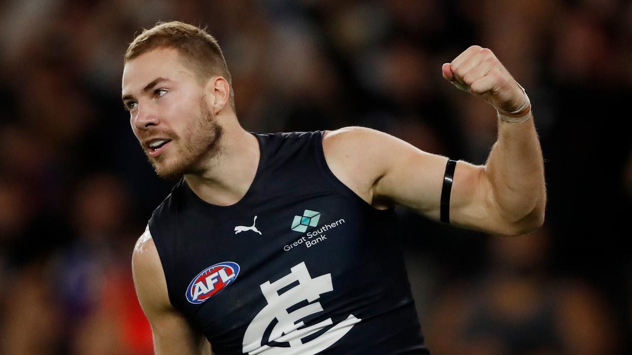 Harry McKay has continued his Coleman Medal form from last year. (Photo by Dylan Burns/AFL Photos via Getty Images)