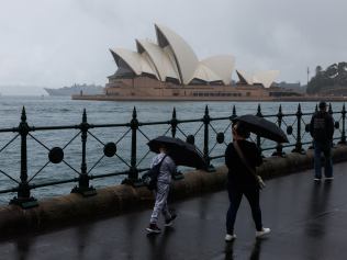 SYDNEY, AUSTRALIA - NewsWire Photos May 5, 2024: Wet Weather in Sydney today. The Dog is called Sydney with owner Luisa Lopez. Picture: NCA NewsWire / David Swift