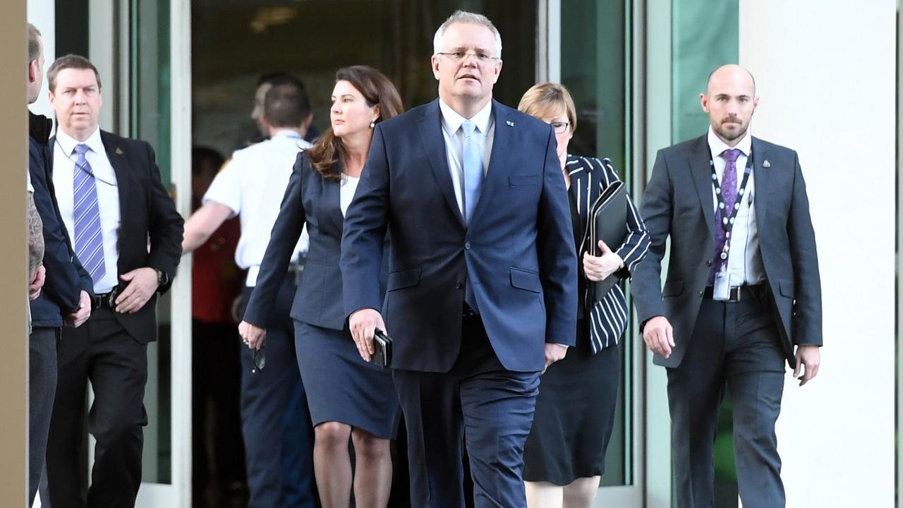 Scott Morrison for the party room meeting that saw him become prime minister. Picture: Sam Mooy/AAP