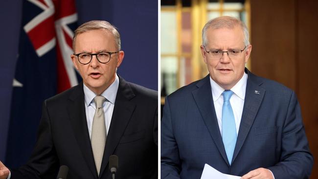 Opposition Leader Anthony Albanese and Prime Minister Scott Morrison. Pictures: Bianca De Marchi / AAP; Gary Ramage / NCA Newswire