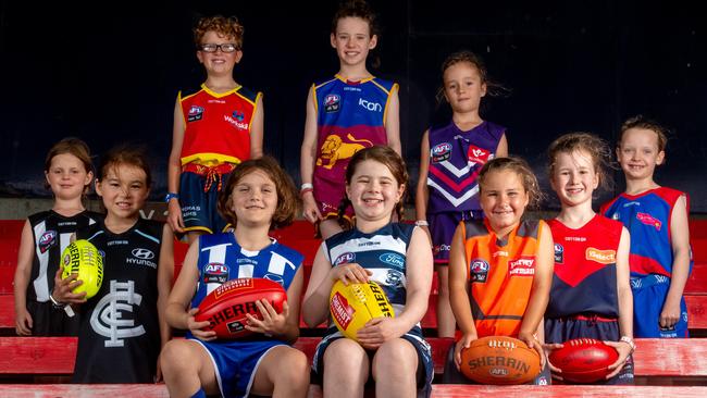 These young football fans can’t wait for the new AFLW season to begin. Picture: Jay Town