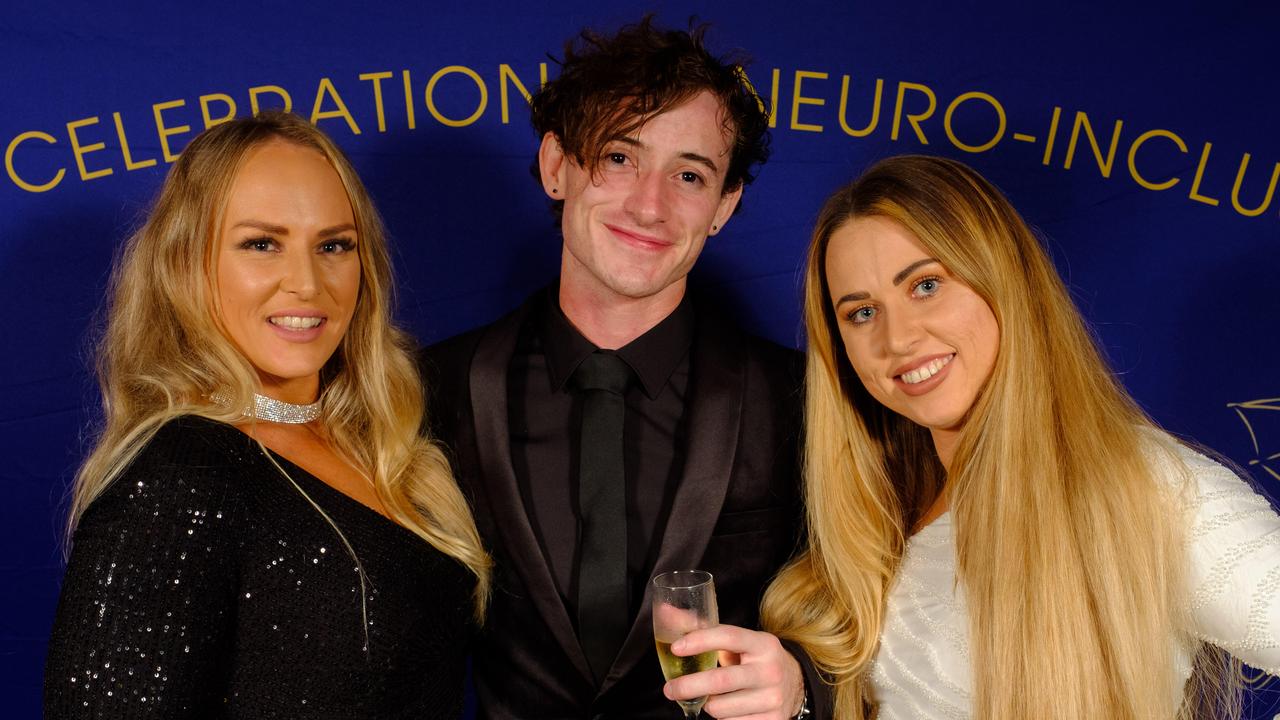 Megan Hunter, Samuel Hodge and Rhianne Spohr at the Journey 2 Learn Charity Ball 2024 at Gold Coast Convention and Exhibition Centre for Gold Coast at Large. Picture: Chasen Green