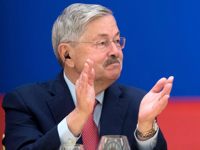 US Ambassador to China Terry Branstad will step down amid growing trade tensions between Beijing and Washington. Picture: AFP