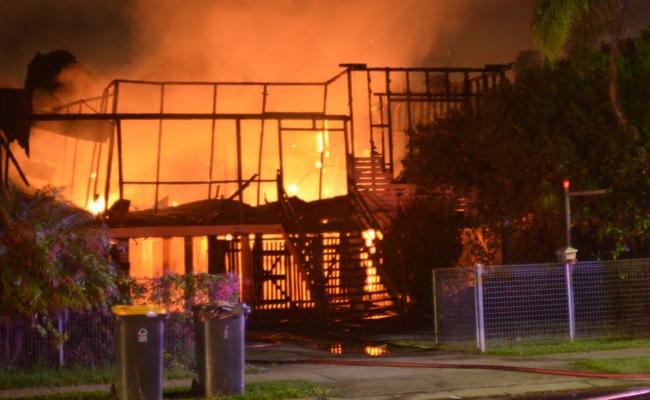 The house in Churchill St ablaze in February. Picture: Contributed