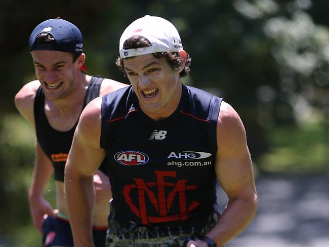 Melbourne Training Angus Brayshaw running the myer music bowl hill Picture:Wayne Ludbey