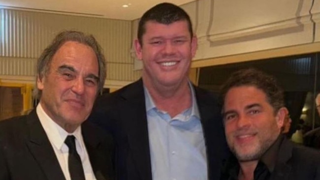 James Packer (centre) with Hollywood director Oliver Stone (left) and his friend and former business partner Brett Ratner in Cannes.