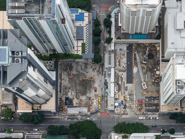 Works underway on Albert St, Brisbane for Cross River Rail.