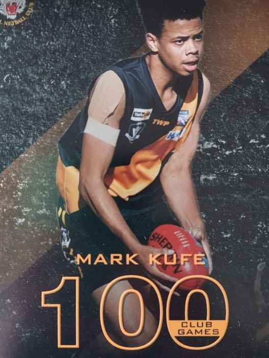 Mark Kufe as a loved member of the Grovedale Tigers. Photo: Supplied with permission.