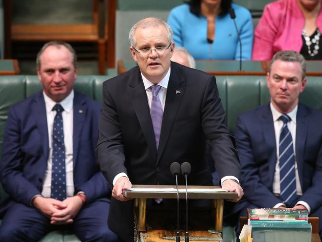 Treasurer Scott Morrison delivering the 2017 Budget in Parliament House, Canberra. Picture: Kym Smith