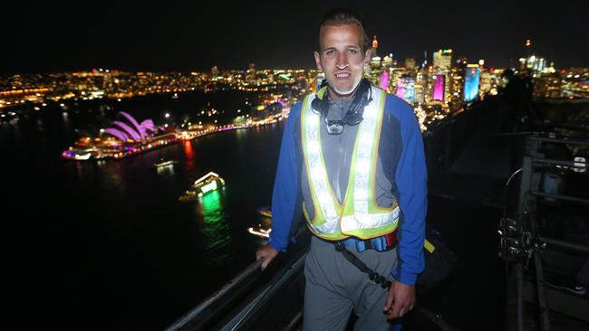 Harry Kane climbed the Sydney Harbour Bridge as part of the Vivid festival.