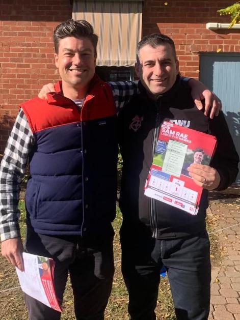 Mem Suleyman, right, with Labor MP Sam Rae.