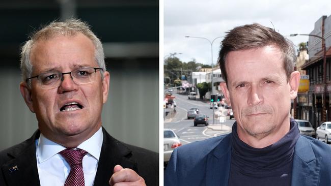 Australian Prime Minister Scott Morrison (left) and Toowoomba Chamber of Commerce CEO Todd Rohl.