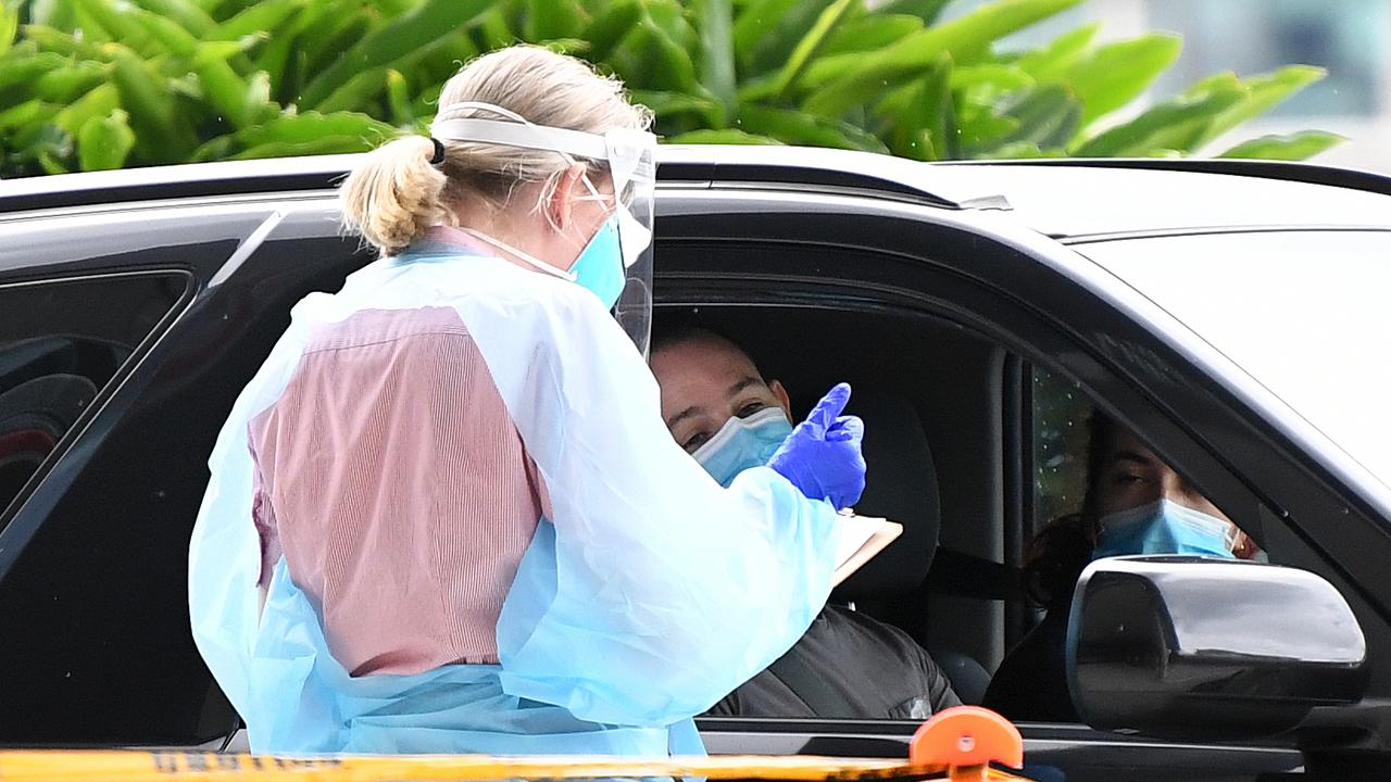 A Covid-19 drive through clinic in Bowen Hills in Brisbane. Picture: NCA NewsWire / Dan Peled