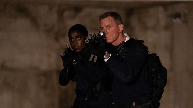 Lashana Lynch stars as Nomi and Daniel Craig as James Bond in No Time to Die. Picture: Nicola Dove