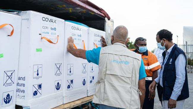 The first 130,000 doses of the Covid vaccine under the COVAX alliance arriving in Papua New Guinea.