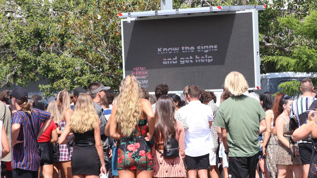 Research shows the number of people who buy drugs inside a festival increases when there’s a large police presence outside. Picture: Damian Shaw