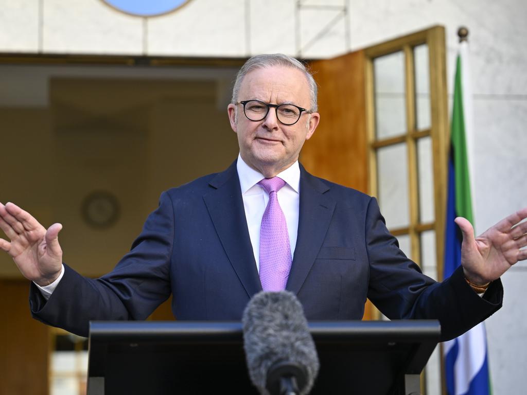 Prime Minister Anthony Albanese holds a press conference at Parliament House. Picture: Martin Ollman