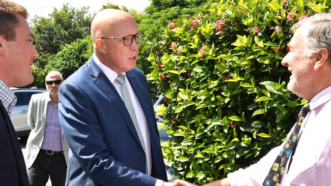 Peter Dutton at a medical centre in Annerley, Brisbane, Picture: John Gass/NewsWire