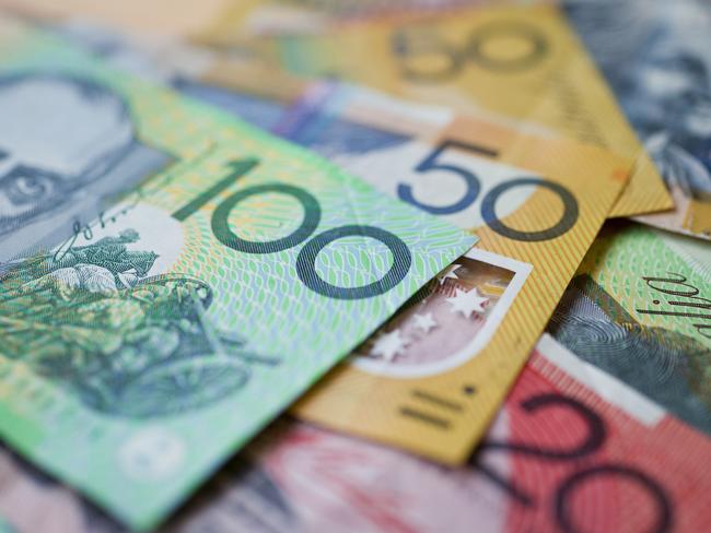 Australian money background showing $100, $50 and $20 notes with a shallow depth of field.  Picture: istock