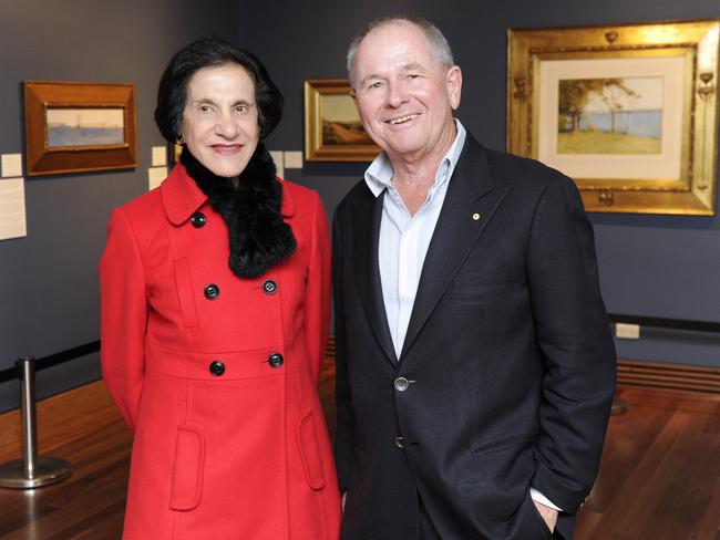 Former NSW Governor Marie Bashir and Neil Balnaves at the unveiling of his donation of 16 artworks to the Mosman Art Gallery in 2012.