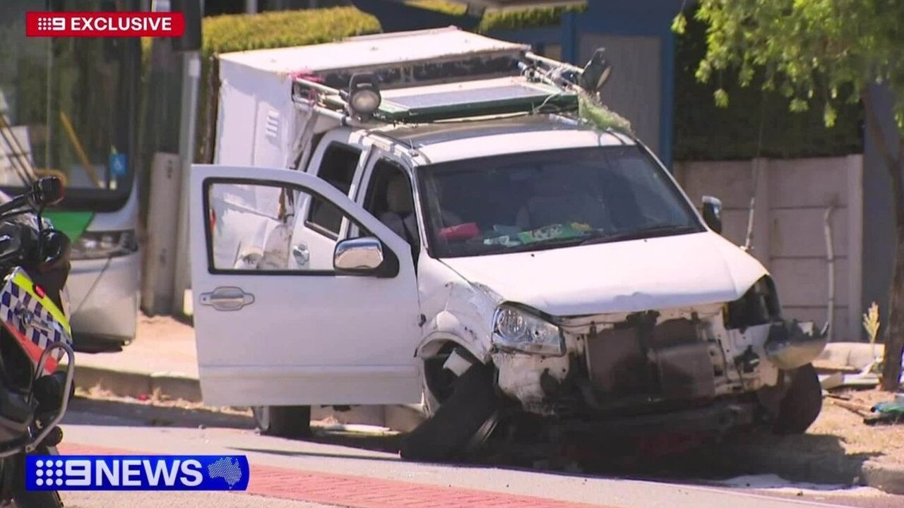 The 63-year-old driver allegedly mounted the curb to try to overtake a bus. Picture: 9News