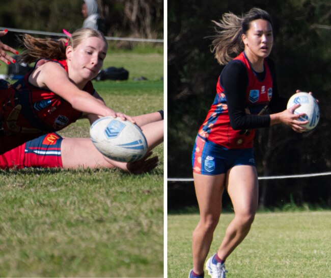 Daisy Craig and Kira Huynh of Canberra Brindies Open Women. Pictures: Leanne Hew