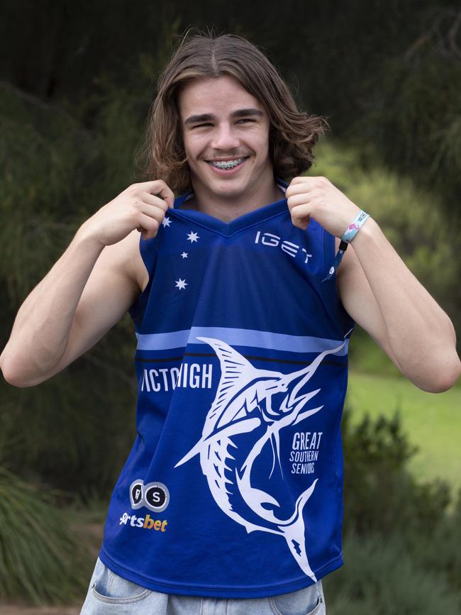 Will Zanker repping his high school’s top at Schoolies. Picture: Brett Hartwig