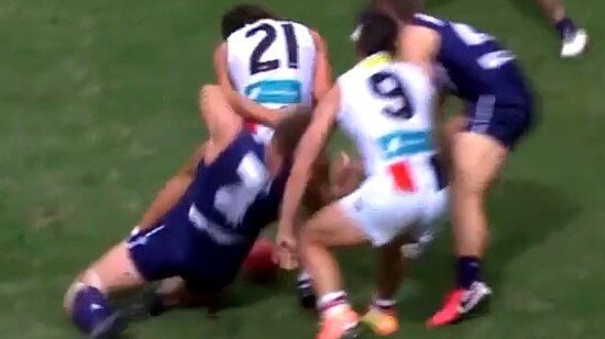 Ben Long copped three weeks for this hit on Docker Sean Darcy.