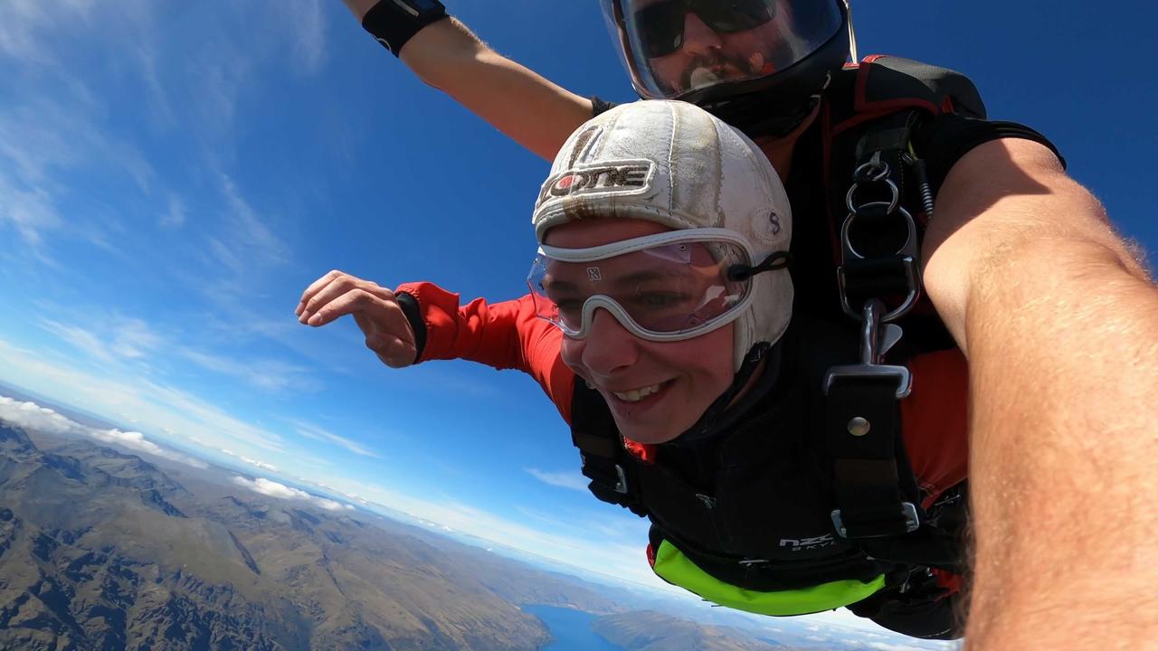 After discovering he would lose vision by his 20s, Mitchell Wilkes embarked on a bucket list journey to see the world including climbing to Everest Base Camp, the Larapinta Trail, and skydiving. Picture: Supplied