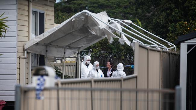 Police at the home on Sunday. Picture:Newswire / Natalie Grono