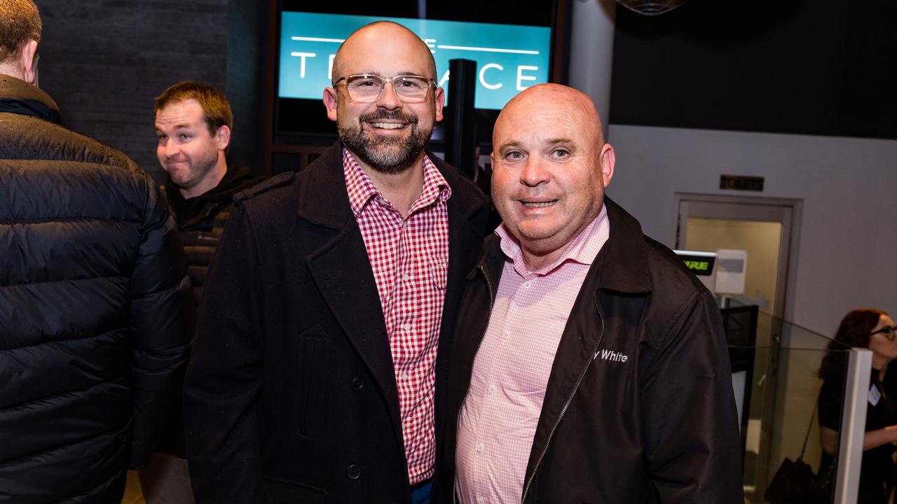 At the launch of the Terrace restaurant and outdoor space at the Southern Hotel are (from left) David Janetzki and Kent Woodford.