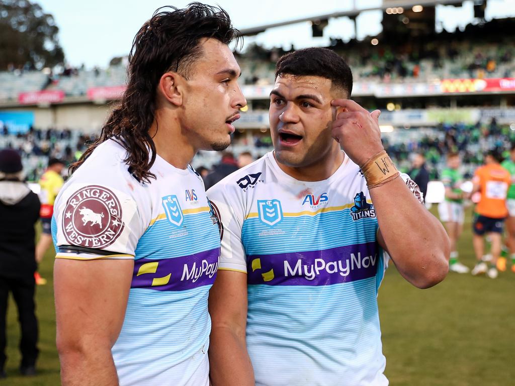 Titans captain Tino Fa’asuamaleaui is close mates with David Fifita. Picture: NRL Images