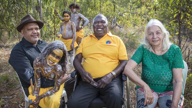 Senior indigenous figures Noel Pearson, Galarrwuy Yunupingu and Marcia Langton at the Garma Festival in August. Picture: Melanie Faith Dove