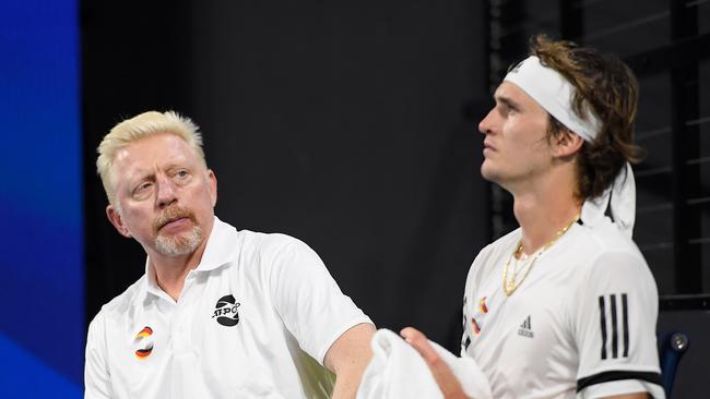 Boris Becker with Alex Zverev. Picture: AAP Image/Albert Perez