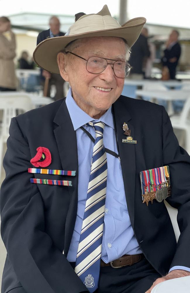 World War II Sarina veteran Leonard Lister at the Kuttabul Dawn Service, April 25, 2023. Picture: Janessa Ekert