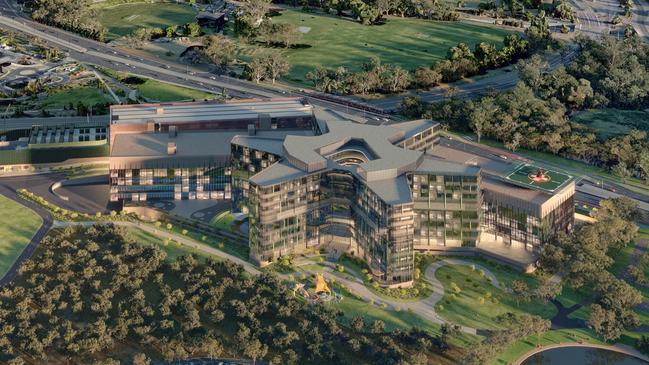 The Women’s and Children’s Hospital unique five-star design as seen from the air.