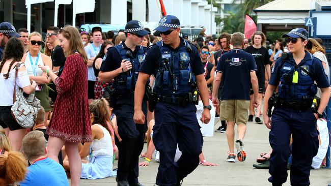 Police at Schoolies 2018. Photo: David Clark