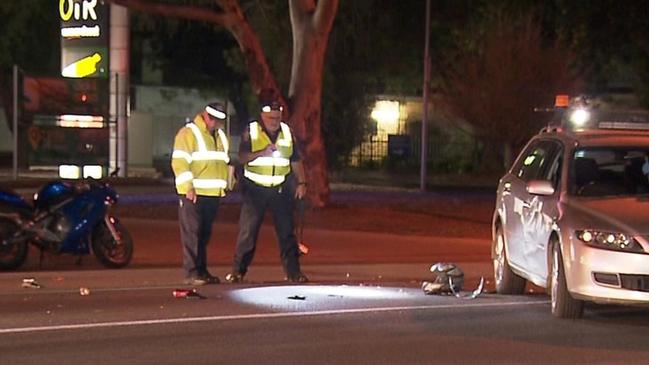 Major Crash officers at the scene on Sunday night. Picture: 7NEWS