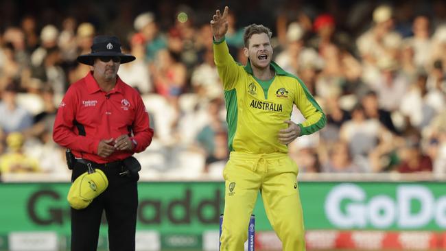 Steve Smith bellows instructions to his fielders.