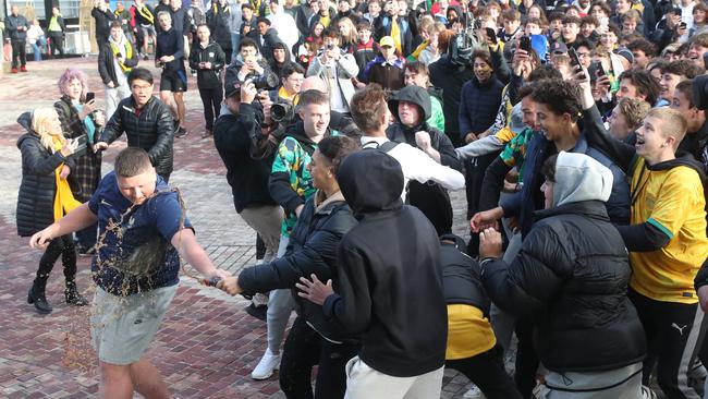 Fans take their frustration out on French supporters. Picture: NCA NewsWire / David Crosling