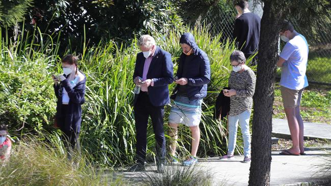 Lines outside the Gold Coast University Hospital as Gold Coast residents rush to get tested. Picture: Glenn Hampson