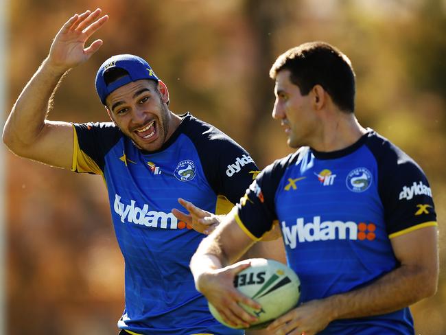 PCorey Norman jokes around at training. Pic Brett Costello