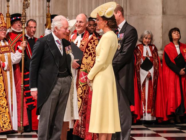 Prince Charles blew Kate a kiss before the service. Picture: Richard Pohle – WPA Pool/Getty Images